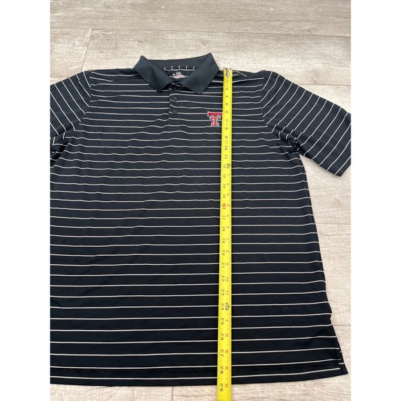 Under Armour Mens XL Polo Shirt Black White Stripe Texas Tech Red Raiders - Picture 4 of 6